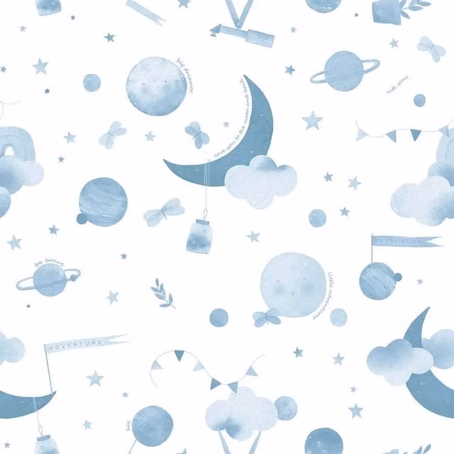 I Love Wallpaper Little Dreamer by Amy Hart Abstract Wallpaper in Blue and White