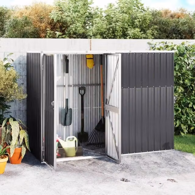 Berkfield Home Garden Tool Shed in Anthracite and Black Galvanised Steel, W/D/H: 225 x 89 x 161 cm – 1