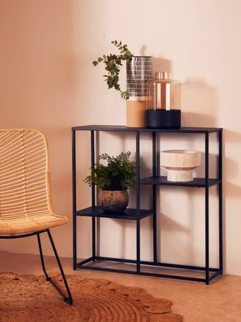 Orsina Grey Metal Multi-Level Corner Shelf Unit – 1