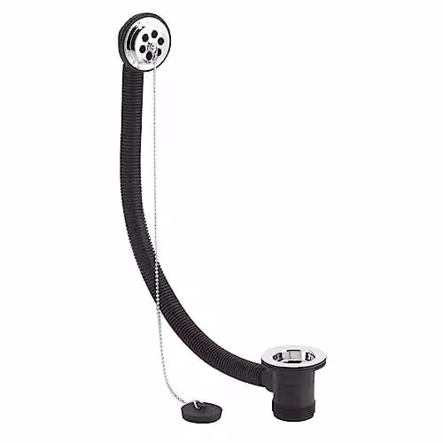 Nuie Silver Bathtub Waste and Overflow with Plastic Plug and Ball Chain E309