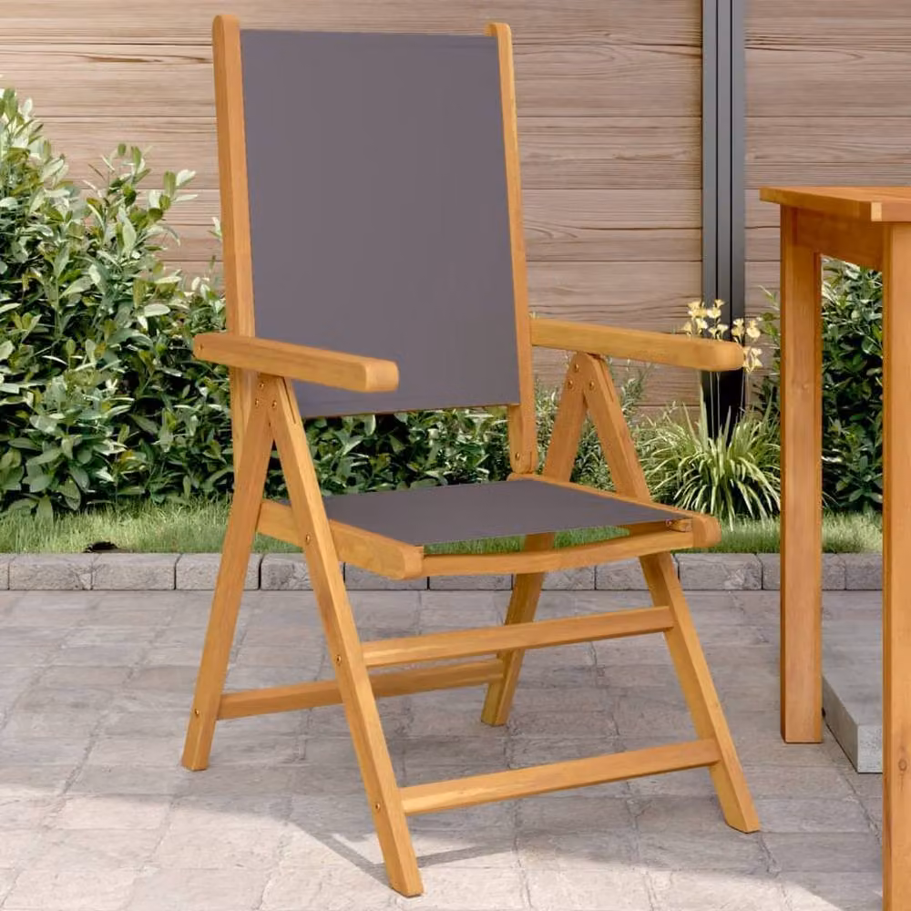 Berkfield Home Set of 2 Acacia Wood and Fabric Garden Chairs in Anthracite – 2