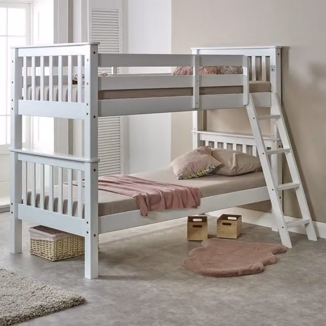 RELAXBy AMANI White Solid Pine Two-Level Bunk Bed Frame for Children, W/D/H: 90 x 190 cm