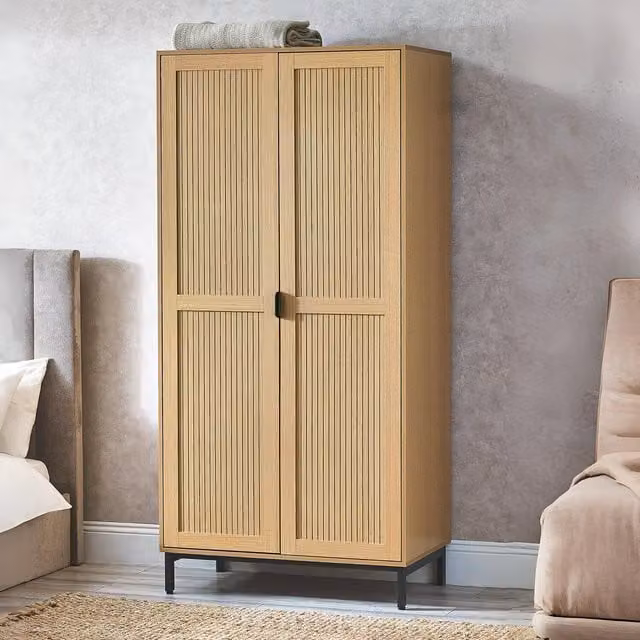 Julian Bowen Sia 2 Door Wardrobe in Beige and Black