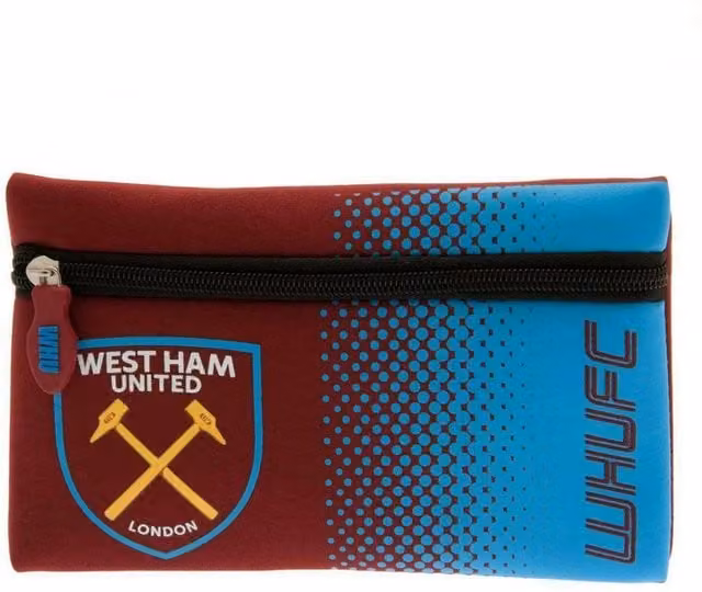 West Ham United FC Zip Flat Pouch Pencil Case in Red, Blue and Silver