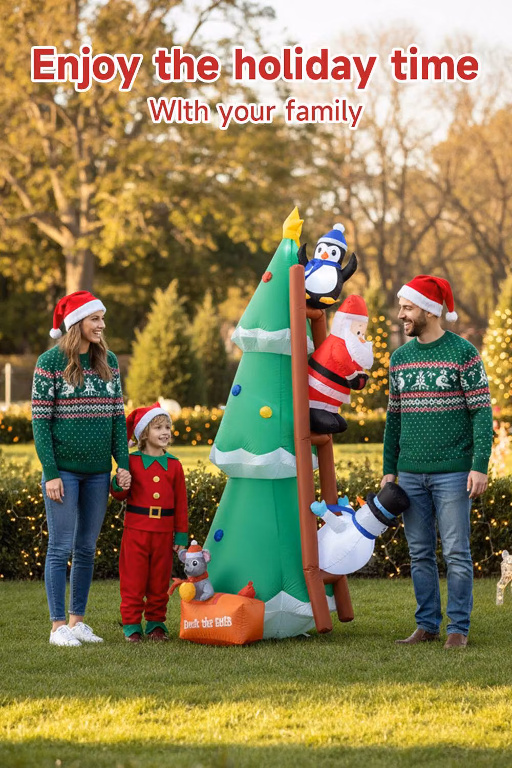 Living and Home Multicolour Inflatable Christmas Tree Model with Santa Claus Climbing Ladder Design, Height: 180 cm – 2