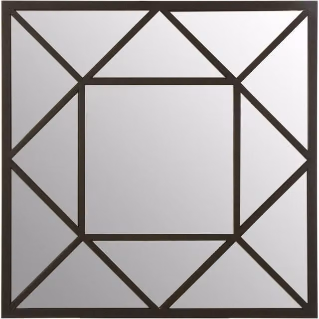 Orsina Descartes Geometric Square Metal Frame Wall Mirror in Black
