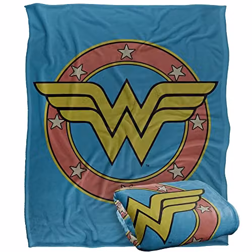 LOGOVISION Wonder Woman Silky Touch Super Soft Fleece Throw Blanket, Multicolour and White, W: 152 cm, D: 127 cm – 1