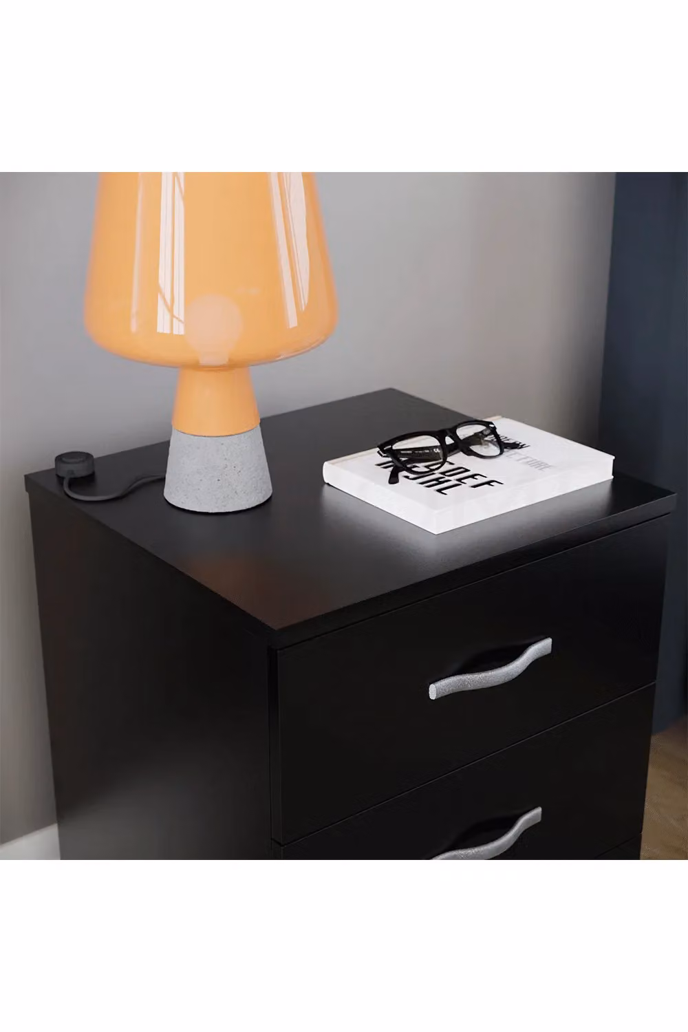 Vida Designs Riano 3 Drawer Bedside Cabinet in Black – 3