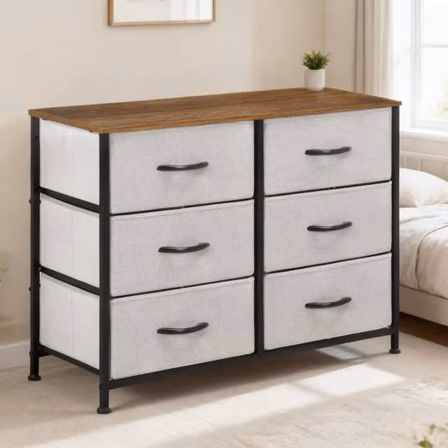 ERGOVEXA Industrial Fabric Chest of Drawers with 6 Drawers, Grey, W/D/H: 62.5 x 30.0 x 80.0 cm