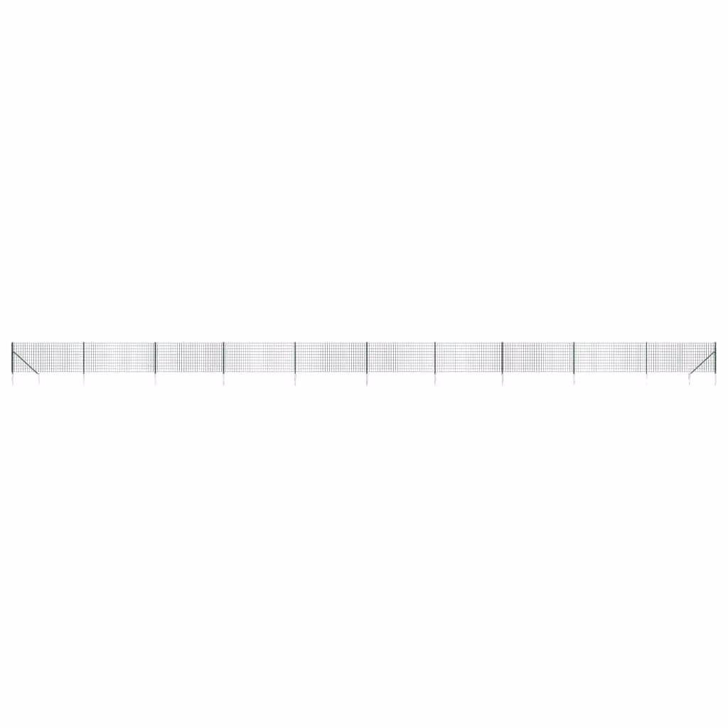 Berkfield Home Green PVC Coated Galvanised Steel Wire Mesh Fence with Spike Anchors, W: 0.8 m, L: 25 m – 2
