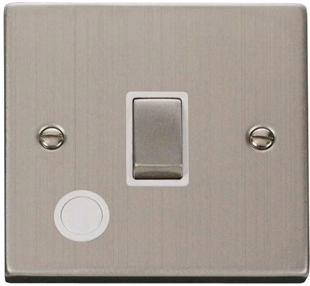 SE HOME Stainless Steel Flush 1 Gang 20A Ingot DP Switch with Flex in White and Silver