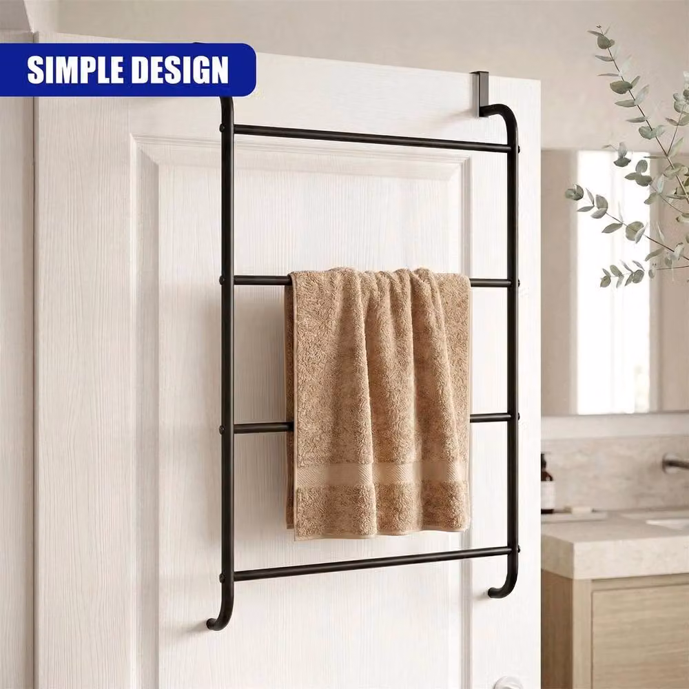 EONLION 4-Bar Metal Door Towel Rail in Black – 3