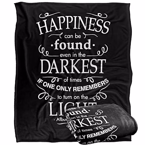 Warner Brothers Harry Potter Happiness Soft Fleece Blanket in White and Multicolour, W: 152 cm, D: 127 cm