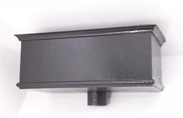 Hargreaves Premier Cast Iron Rectangular Hopper Head Long Outlet, 482mm for 65mm Downpipe, Black