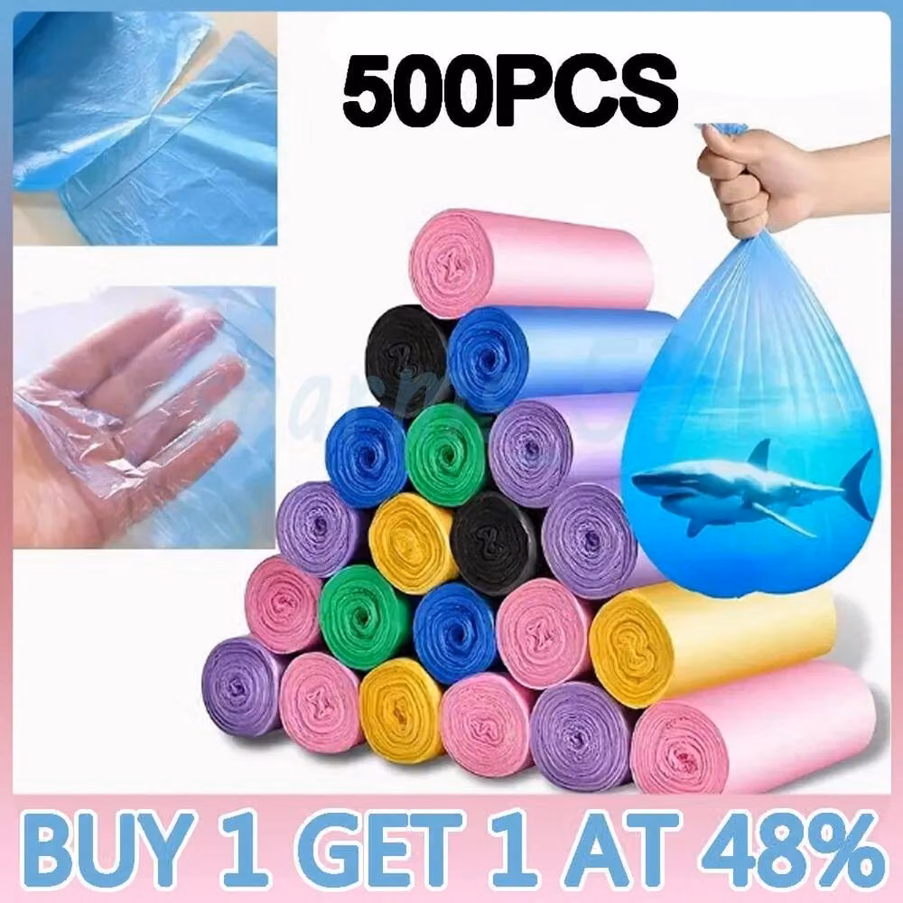 FLAVORA Small Bin Liners Trash Bags, Blue, 500 Pack, 0.6m2 – 2