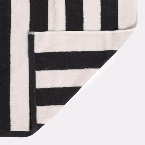 OHS 2 Piece Striped 100% Cotton Bath Towel Set in Black and White, W/D/H: 70 x 115 cm – 5
