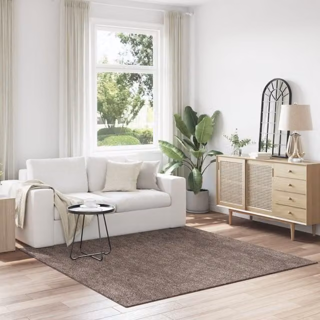 Berkfield Home Brown Shaggy Square Rug with Non-Slip Latex Backing, W/D: 200 x 200 cm – 1
