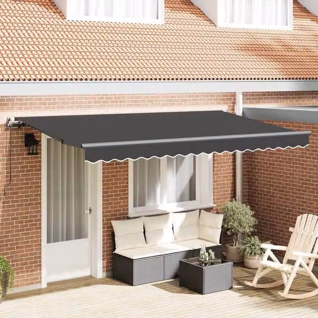 Berkfield Home Manual Retractable Wall-Mounted Awning in Anthracite, W: 350 cm, D: 200 cm – 1