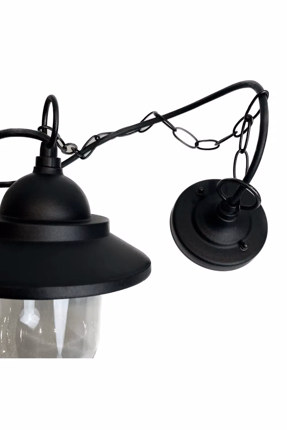 CGC Lighting Ryder Black Hanging Lantern Outdoor Garden Light with Transparent Glass and Height Adjustable Design – 3