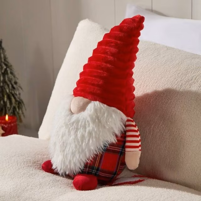 OHS Red Plush Christmas Gonk Shaped Scatter Cushion