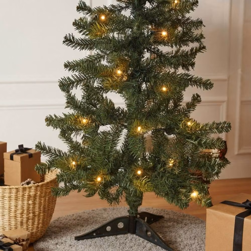 Garden Greatness 3ft Pre-Lit Heritage Green Christmas Tree with Warm White LED Lights – 2