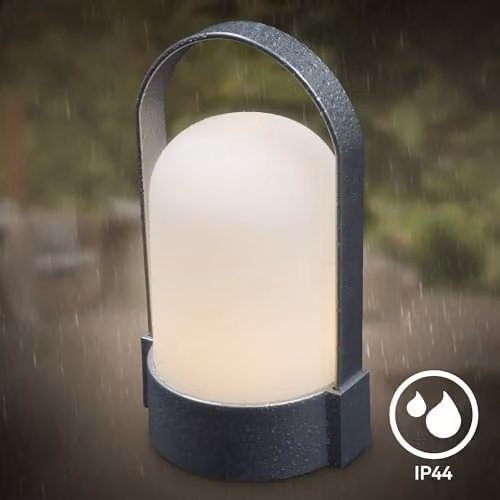 Briloner Wireless Rechargeable LED Table Lamp in Matte Chrome, IP44 Dimmable Touch Light, H x W x D: 15.5 x 9 x 8 cm – 6