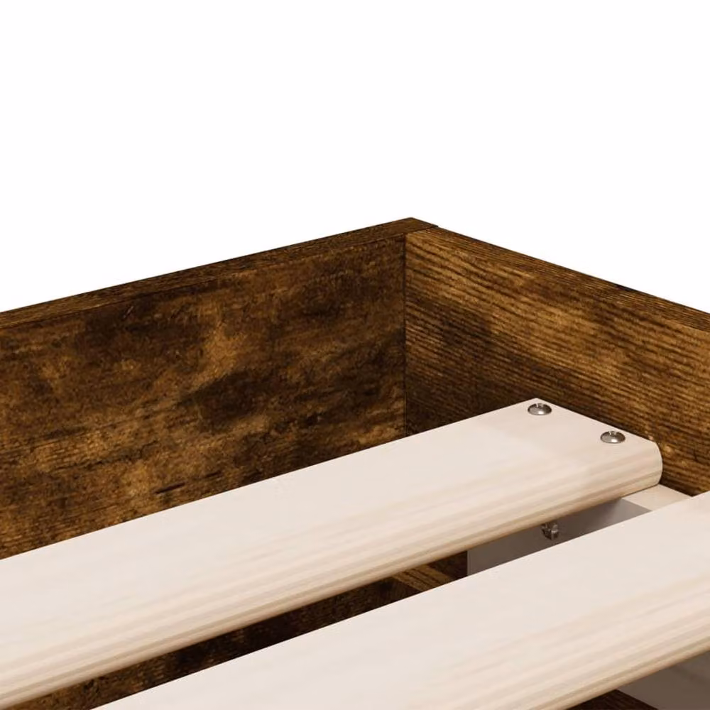 Berkfield Home Modern Bed Frame with Drawers in Smoked Oak Brown, W/D/H: 90 x 200 x 33 cm – 4