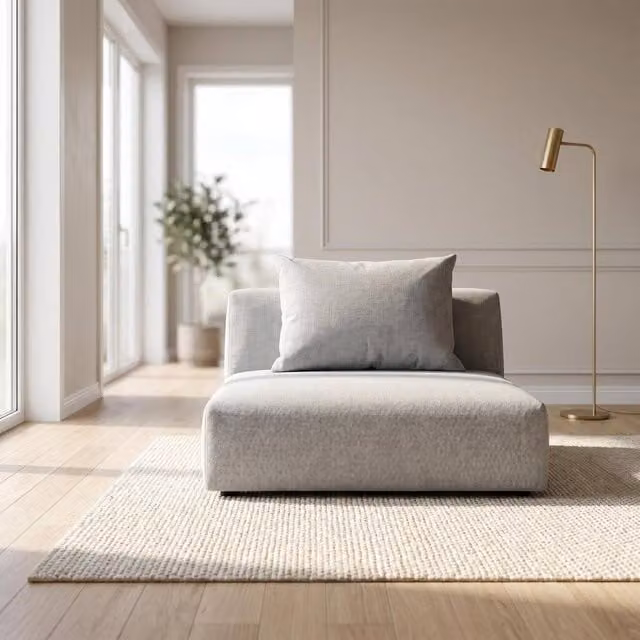 Abakus Direct Tokyo Single Seat Lounge Chair in Light Grey Brushed Tweed Fabric