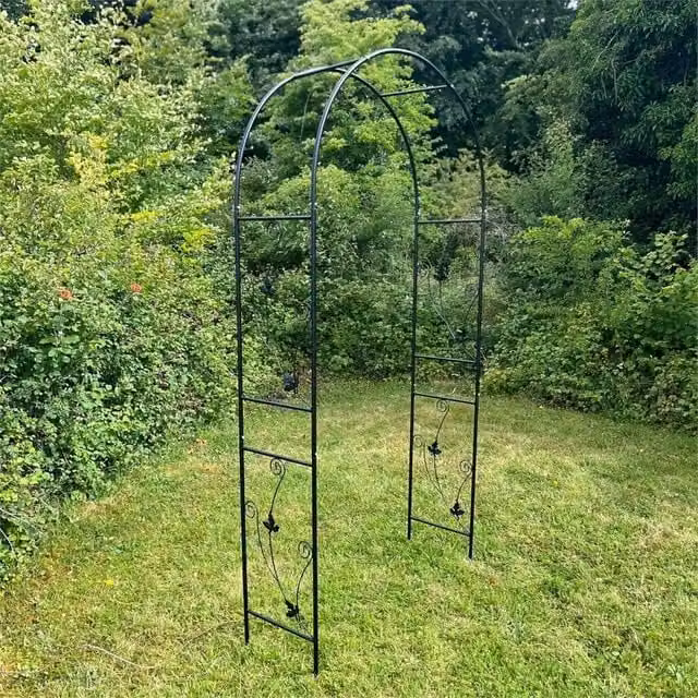 SPETLEK Black Metal Garden Archway Climbing Plant Support, H 220 x W 114 x D 38 cm