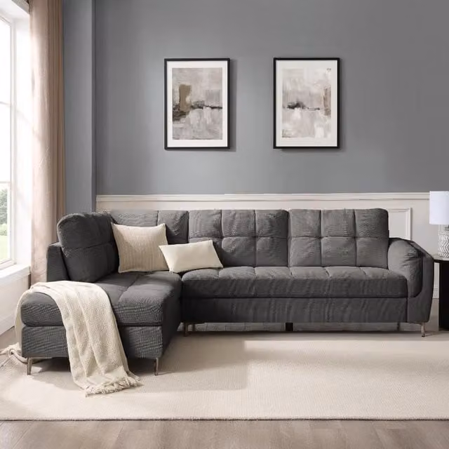 Rose Left-Hand Corner Sofa in Grey Linen