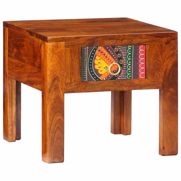 Berkfield Home Stylish Acacia Wood Bedside Cabinet in Brown, W/D/H: 40 x 40 x 36 cm