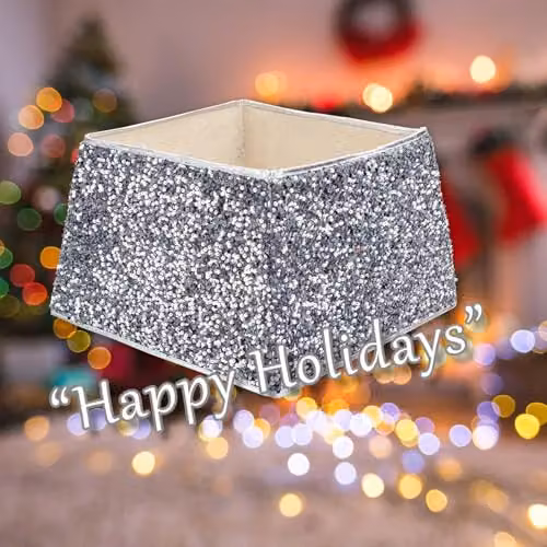 VFM e-Store Folding Sequin Christmas Tree Skirt in Silver – 4