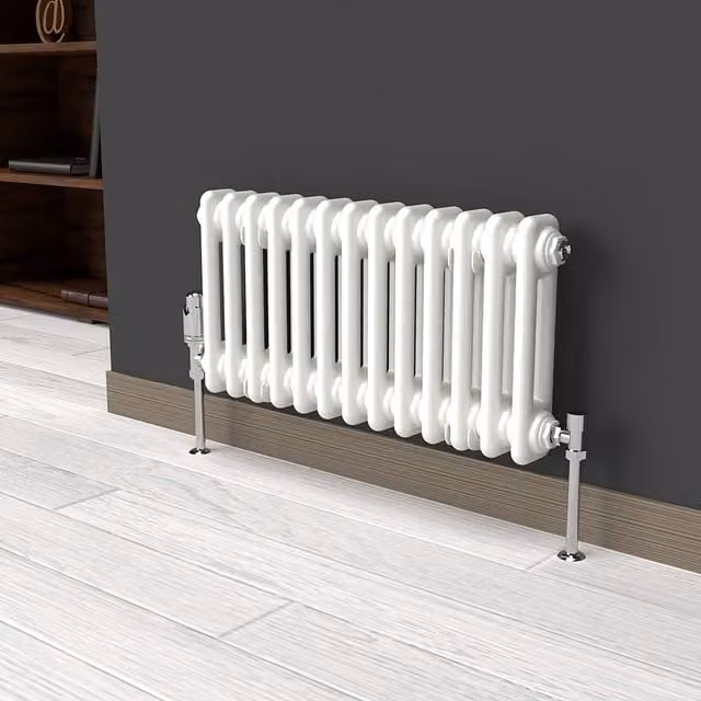Lux Heat Horizontal 2 Column Steel Radiator in White, W: 60.5 cm, H: 30.0 cm