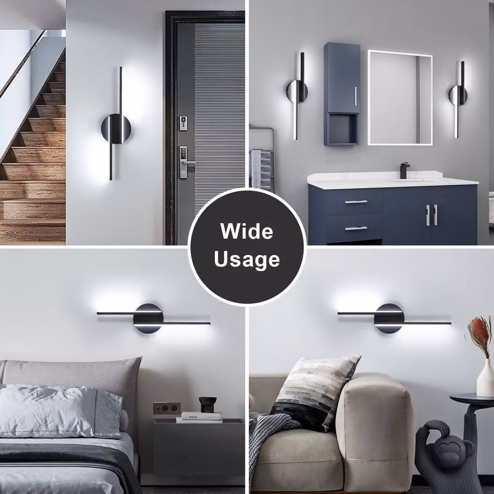 Pheashine Black Modern LED Wall Sconce, 16W Cool White, W: 44 cm – 6