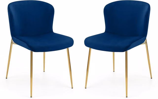 Cheshire Cavendish Set of 2 Blue Velvet Modern Dining Chairs