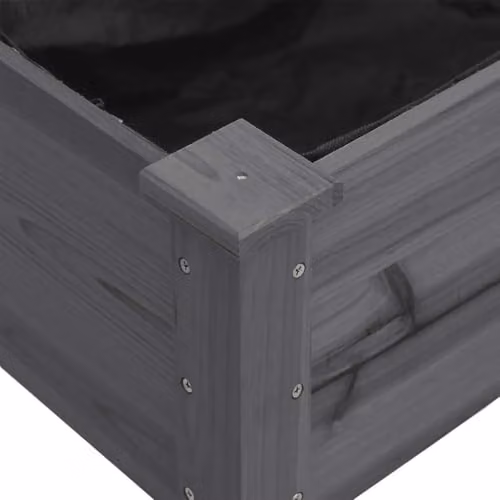 vidaXL Wheeled Planter with Liner in Grey Solid Wood, W: 71 cm, D: 37 cm, H: 80 cm – 4