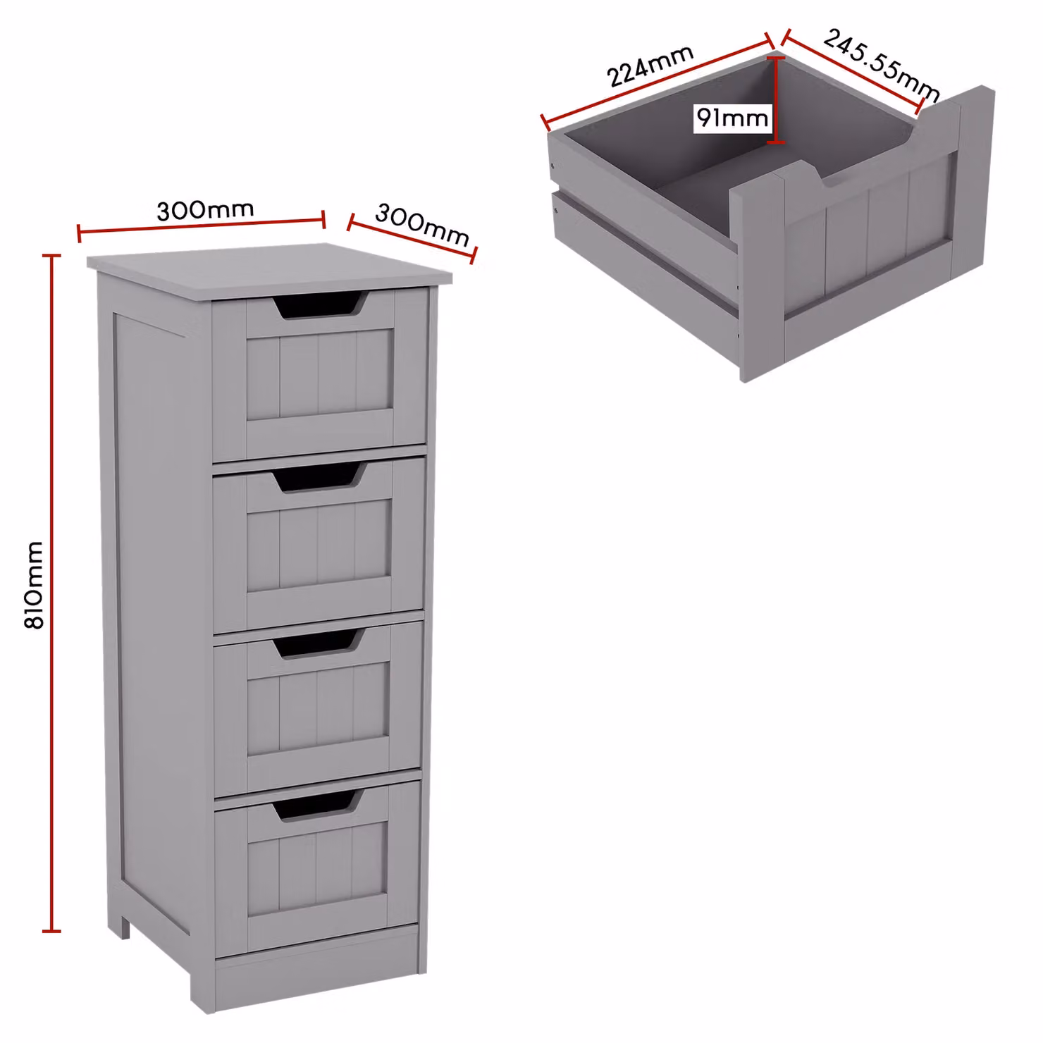 Home Discount Vida Priano 4 Drawer Freestanding Bathroom Storage Unit, Dark Grey, W/D/H: 81 x 30 x 30 cm – 2