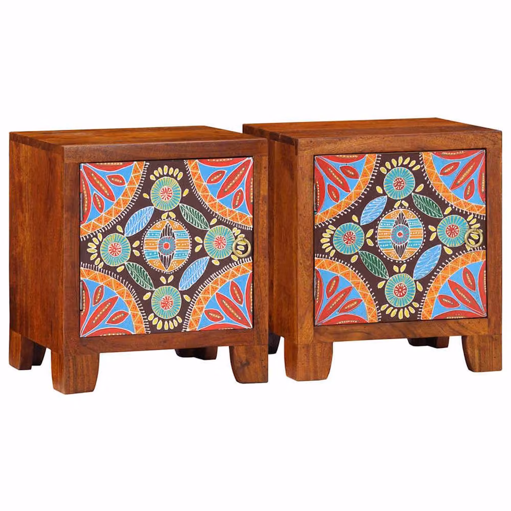 Berkfield Home Set of 2 Acacia Wood Bedside Cabinets in Brown, W/D/H: 40 x 30 x 45 cm – 2
