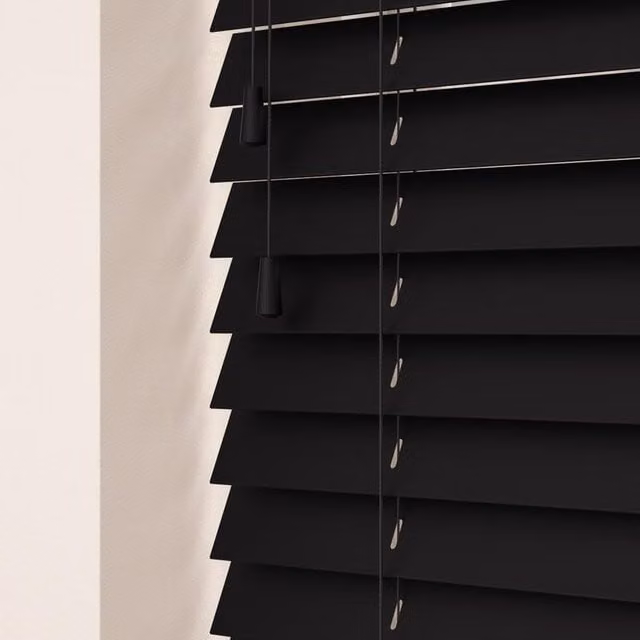 Terrys Made To Measure 50mm Black Wooden Venetian Blinds
