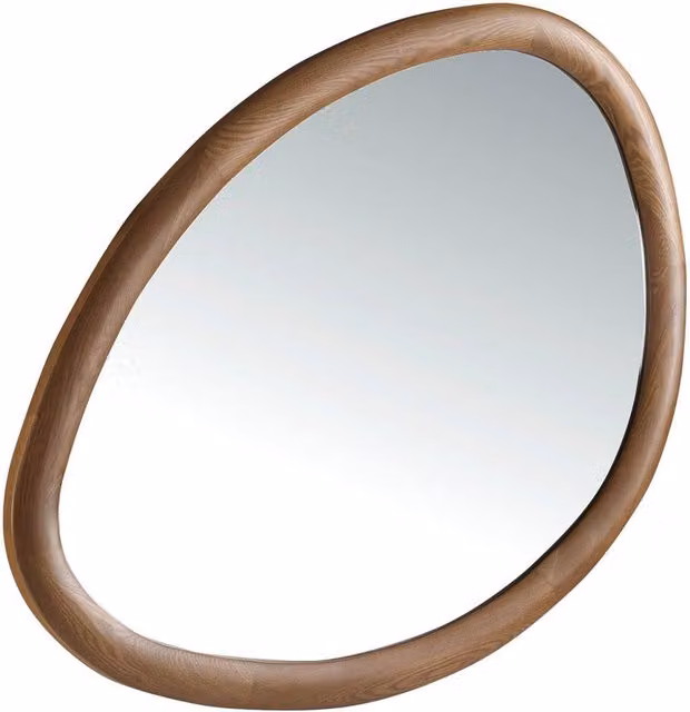 Angel Cerda Modern Rectangular Wall Mirror in Brown Wood, W: 75 cm, H: 95 cm, D: 3 cm