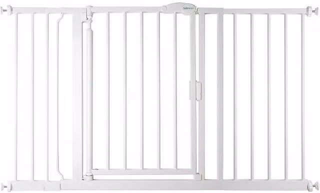 Safetots White Pressure Fit Self Closing Stair Gate with No-Drill Swing Door, Width: 132.6 cm
