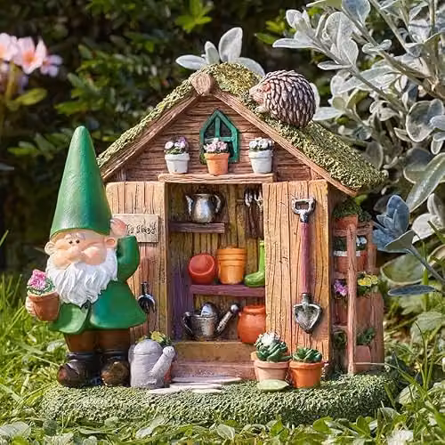 Garden Greatness Wilf's Shed Gnome Cave Garden Ornament in Brown and Multicolour – 2