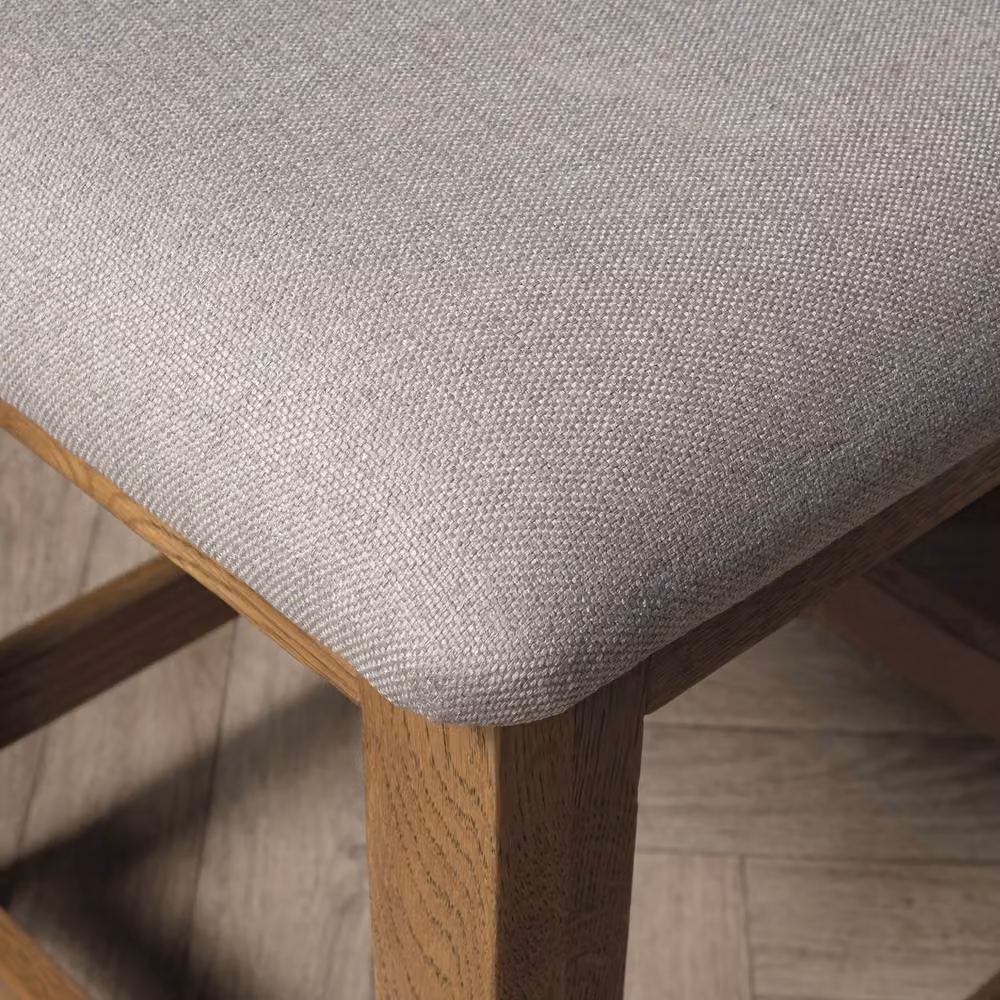 Elm Home And Garden Rustic Oak Dressing Table Fabric Stool in Light Oak, W/D/H: 47 x 42 x 42 cm – 3
