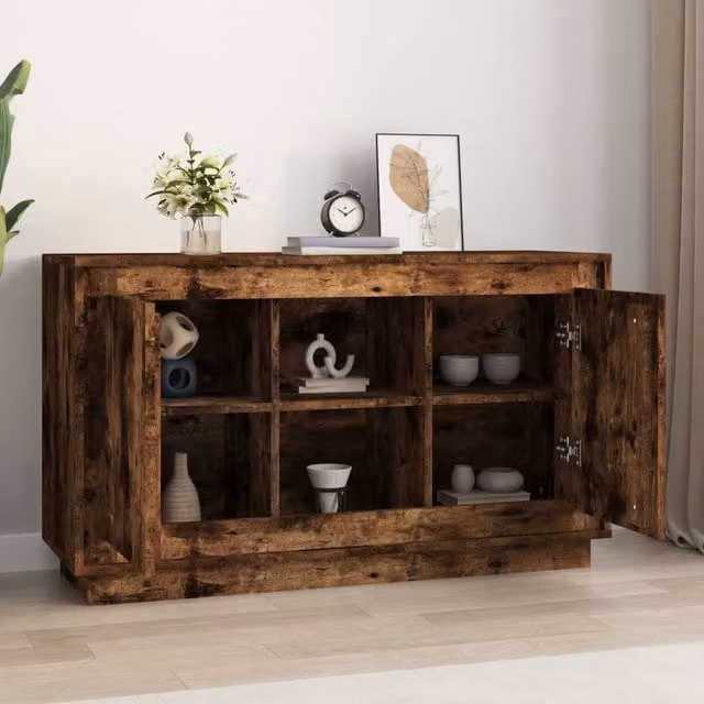 Berkfield Home Smoked Oak Sideboard in Brown, W/D/H: 102 x 35 x 60 cm
