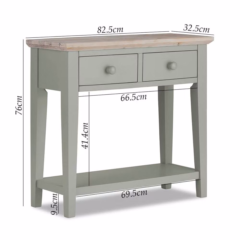 Statement Furniture Florence Console Table with 2 Drawers in Light Green, W: 76.0 cm, D: 32.5 cm, H: 82.5 cm – 2