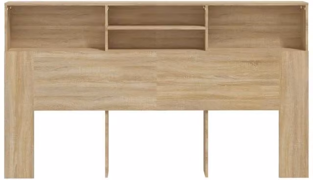Berkfield Home Headboard Cabinet in Sonoma Oak and Beige, W/D/H: 180 x 19 x 103.5 cm