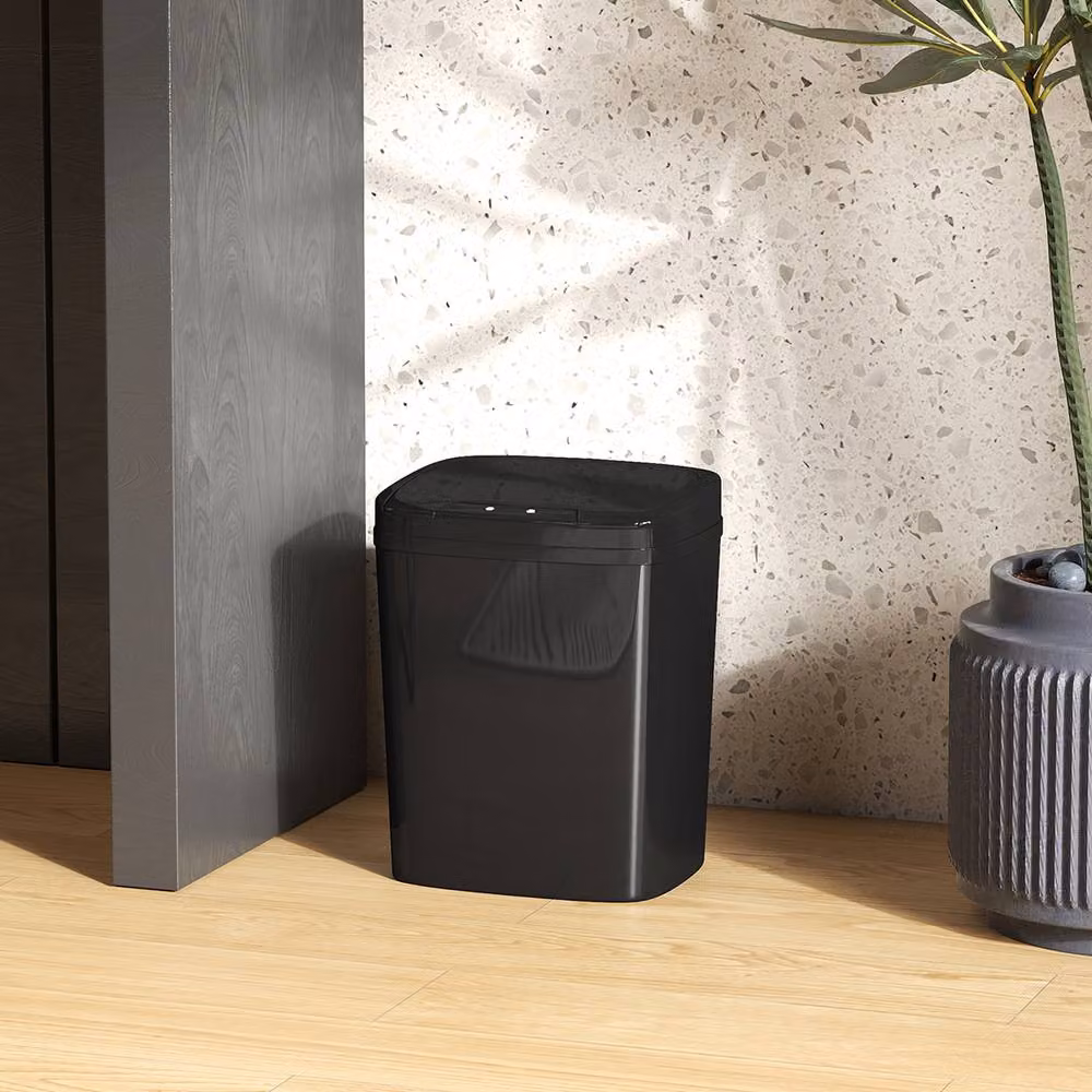 STILVORA 15L Sensor Bin in Black with Touchless and Manual Opening and Fingerprint-Proof Finish – 3