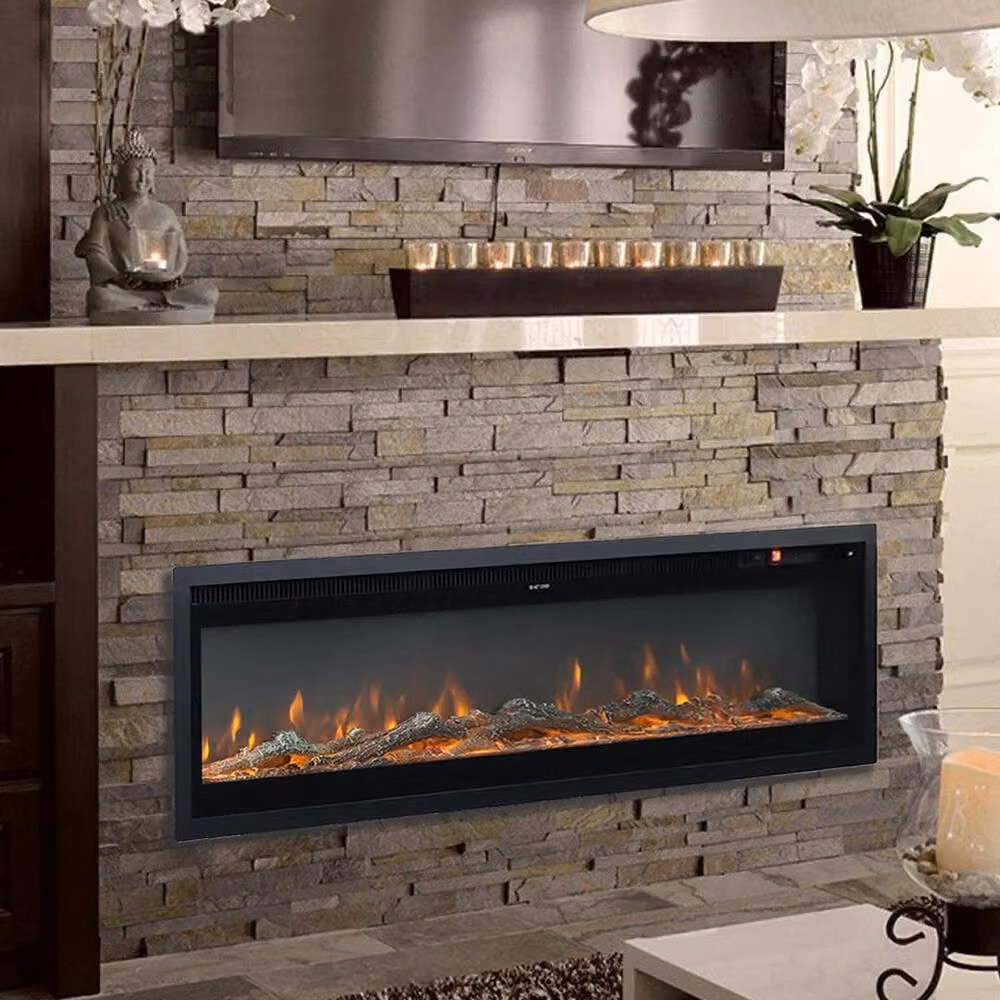 FORGEVIO 70 Inch Wall Mounted LED Fireplace with 9 Colour Options in Black – 2