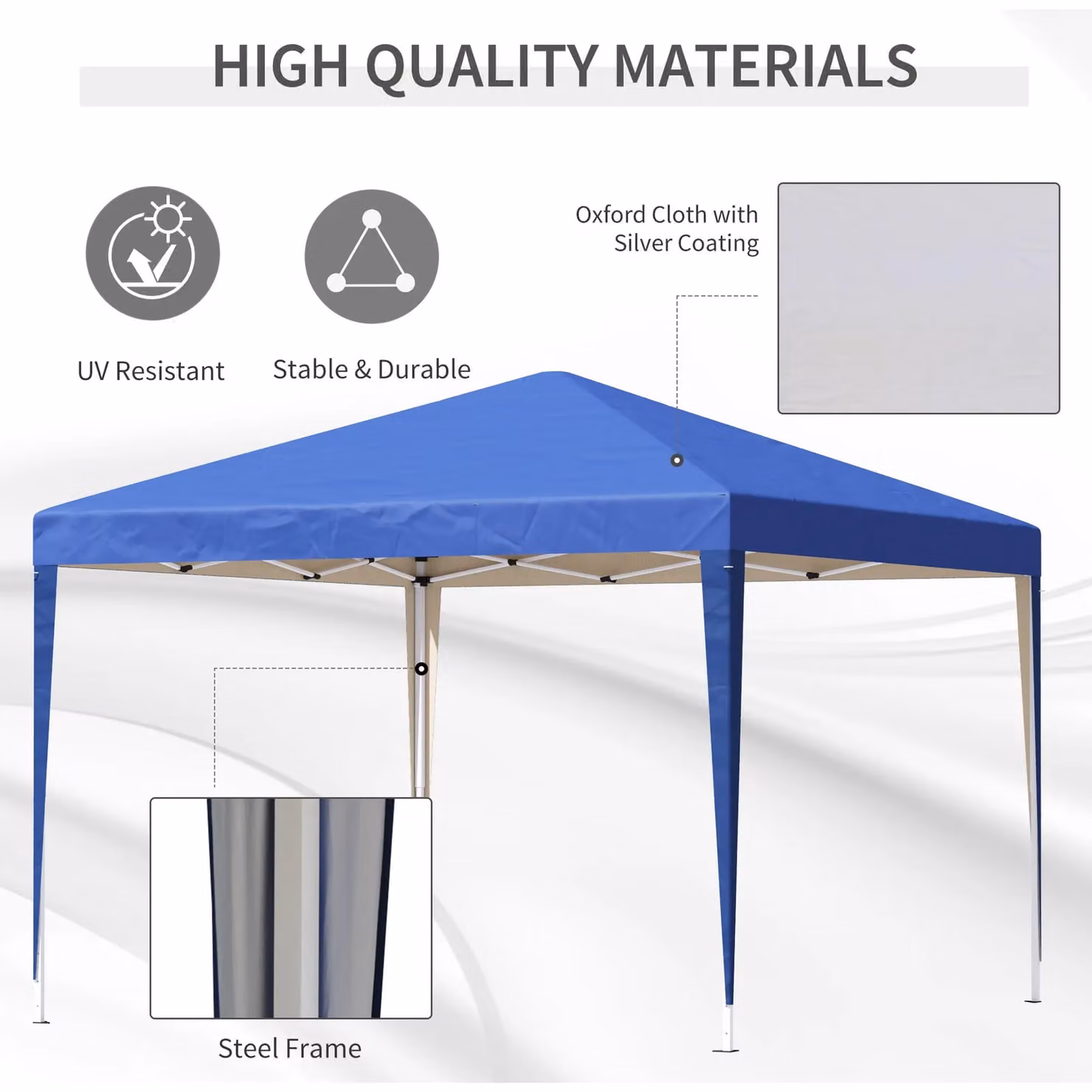 Outsunny Blue Pop Up Garden Gazebo Marquee Party Tent W/D/H: 300 x 300 x 255 cm – 3