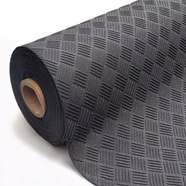 Nicoman Plain Industrial Rubber Flooring Matting Roll, Black, 14m